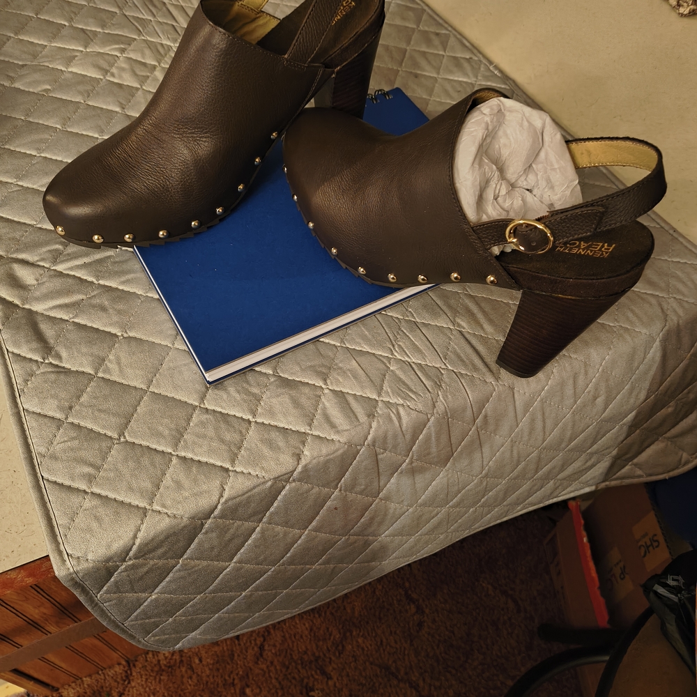 Kenneth Cole Brown Mules with Stacked Heel